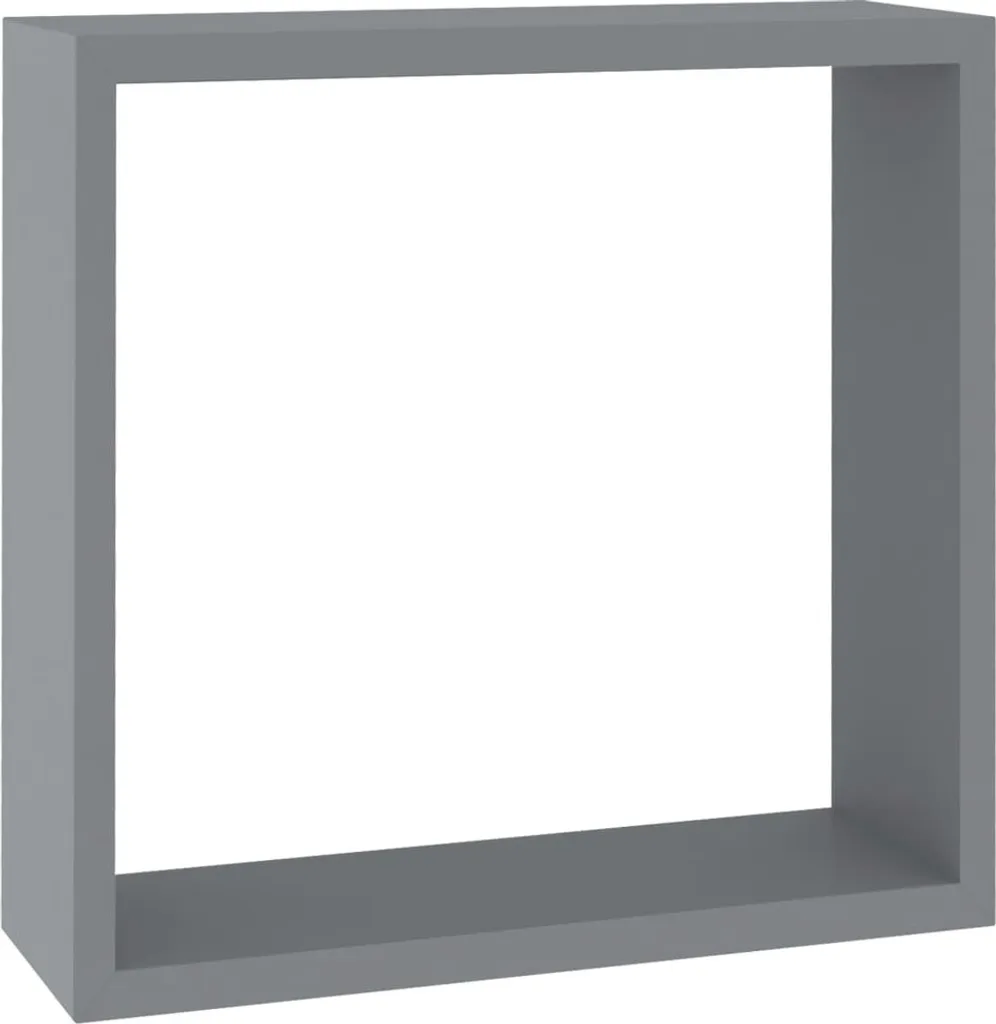Étagères Cubes Grises en MDF Robuste - Set de 3 avec Fixation Invisible - 14