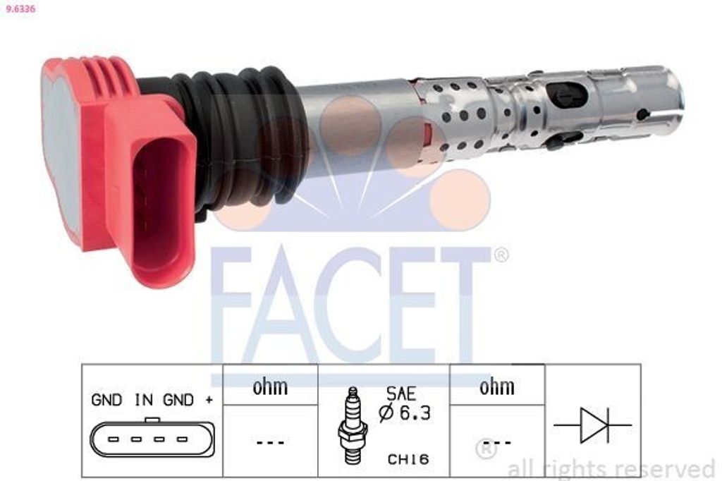 FACET 9.6336 Zündspule für AUDI A6 Avant (4F5, C6) A4 Avant (8ED, B7) A4 Avant (8E5, B6) A6 Avant (4B5, C5) A6 Limousine (4F2, C6) A4 Limousine