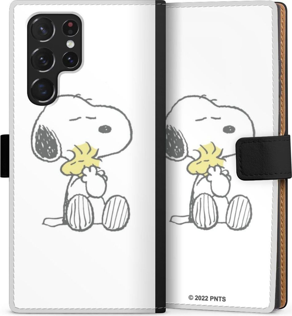 DeinDesign Klapphülle für Samsung Galaxy S22 Ultra Handytasche Lederhülle Tasche Liebe Peanuts Snoopy