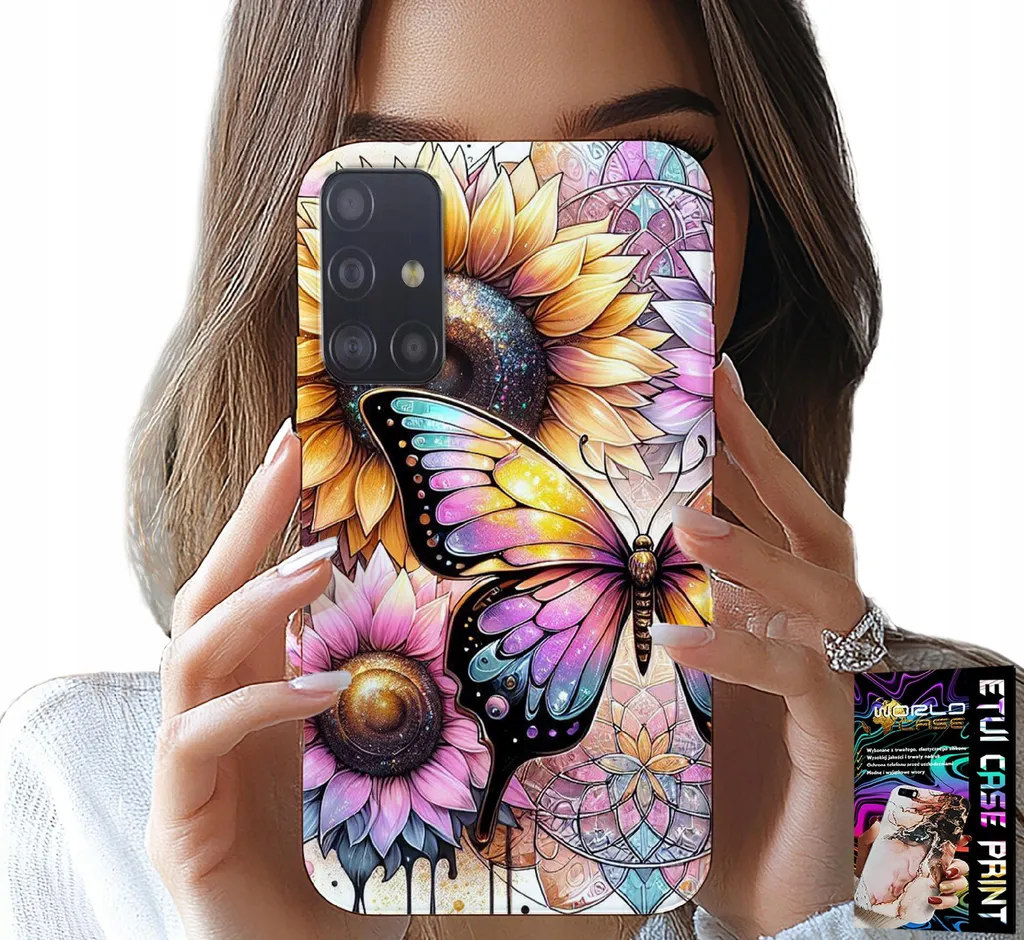 Cover Samsung A71 Antiurto con Pellicola Vetro - Girasole & Farfalla