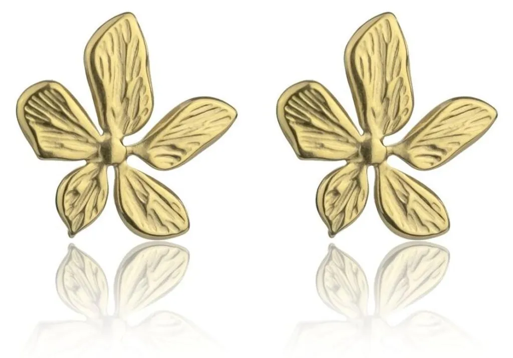 Boucles d'oreilles dorées Fleurs d'avril en plaqué or 18k inoxydable