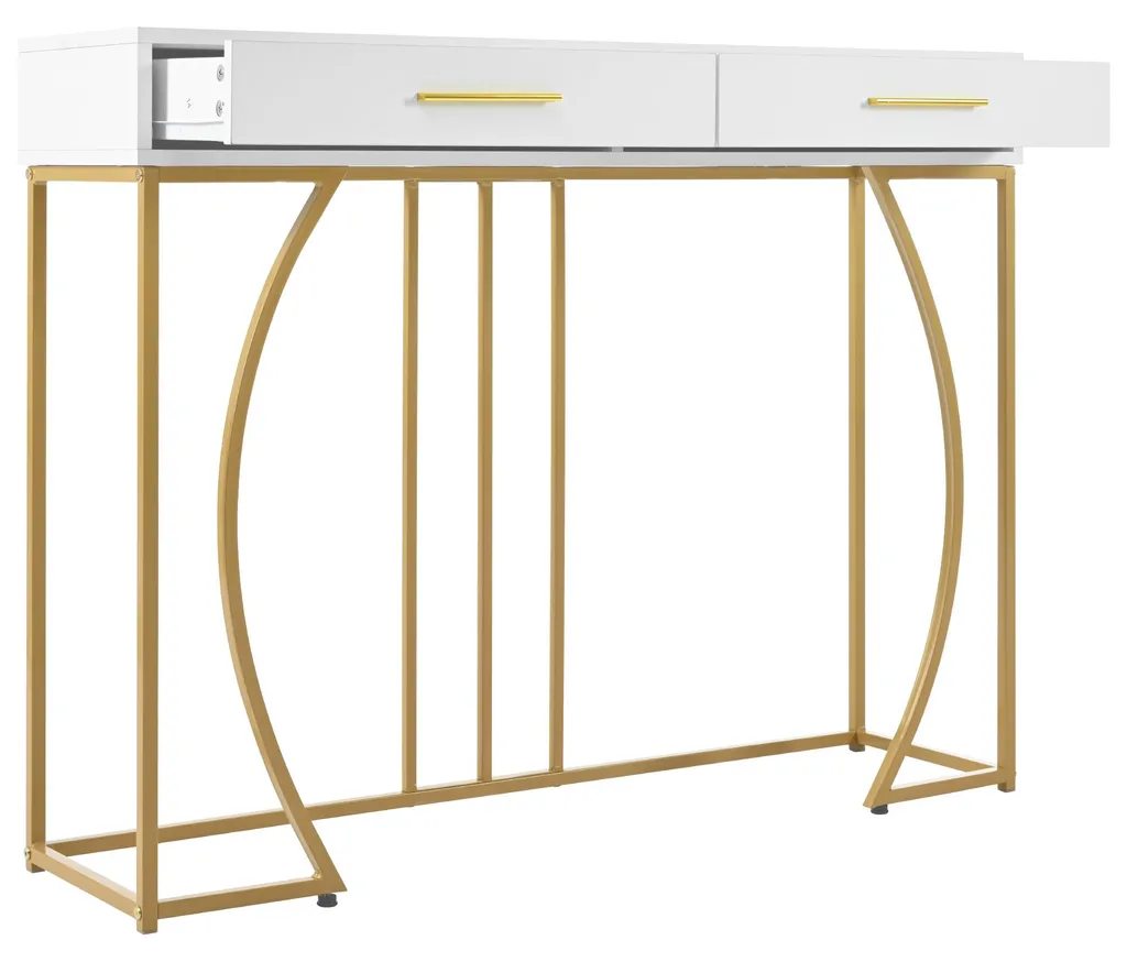 Table d'appoint salon blanche et or - Coiffeuse moderne pour chambre - 11