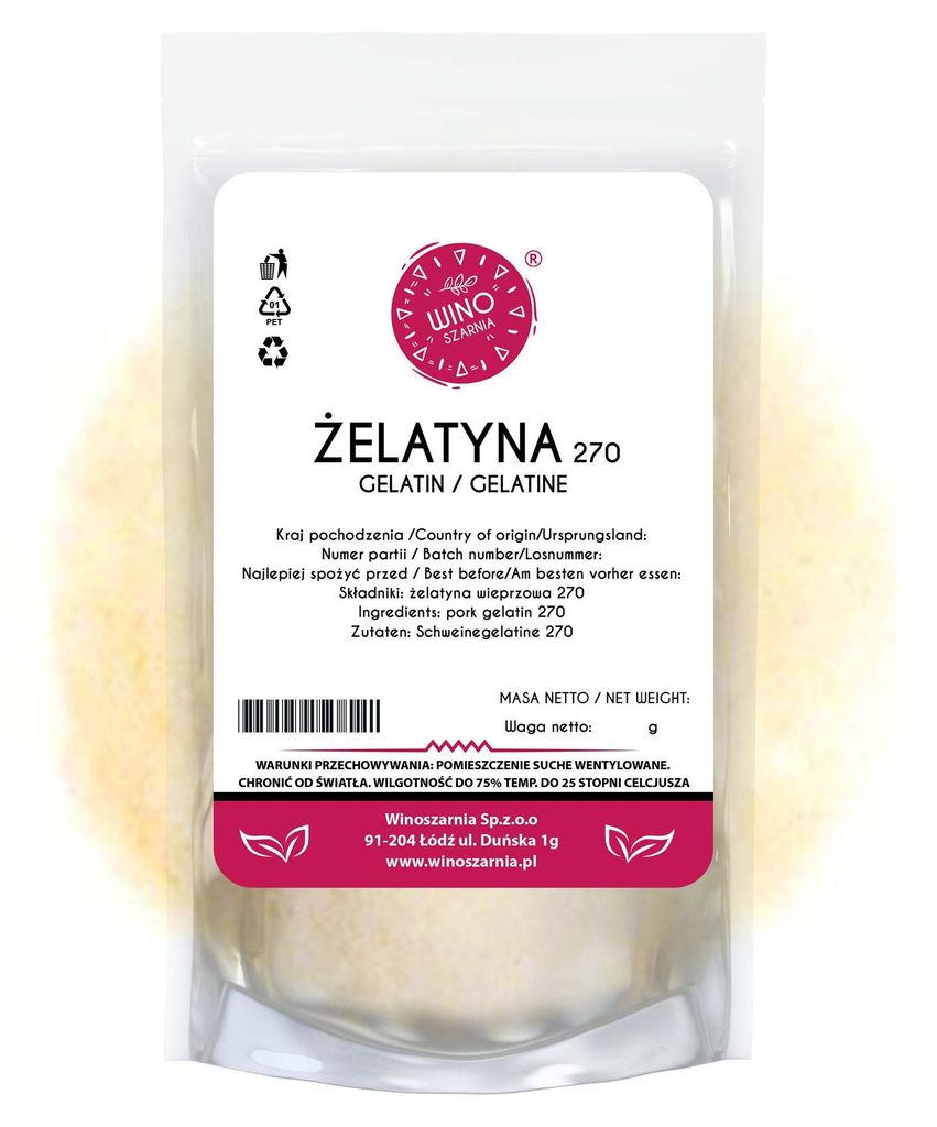 Gelatina alimentare di maiale 270 BLOOM 1 kg, naturale, Immagine del prodotto 