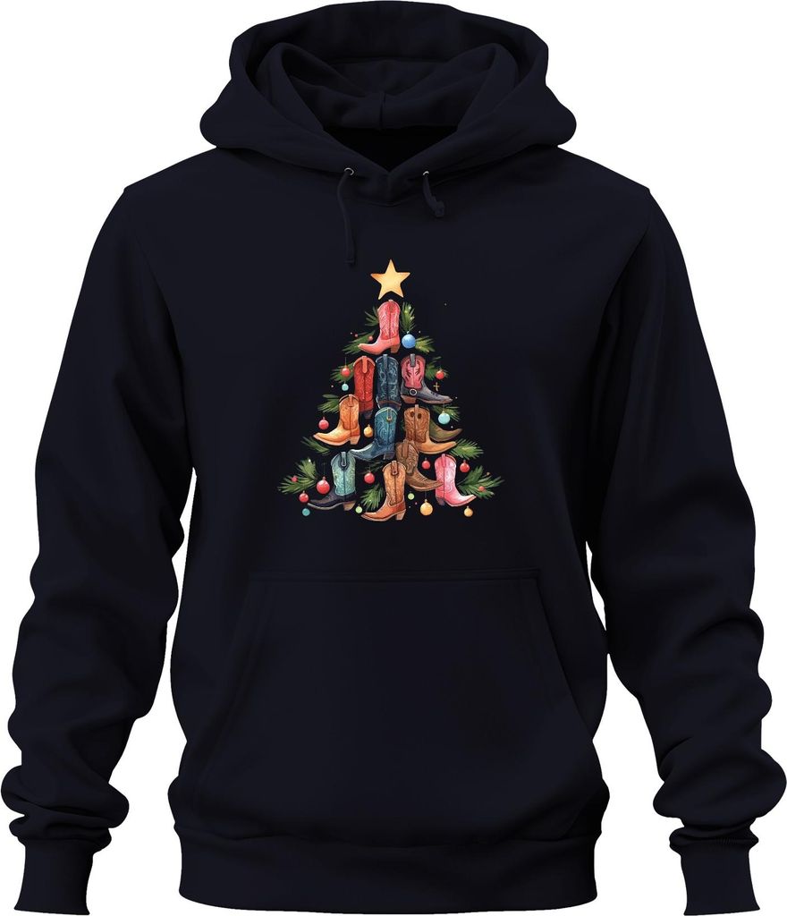 Stiefel Weihnachtsbaum - Weihnachten Weihnachtsgeschenk Christmas Uni Hoodie Kapuzenpullover, Navy, 3XL