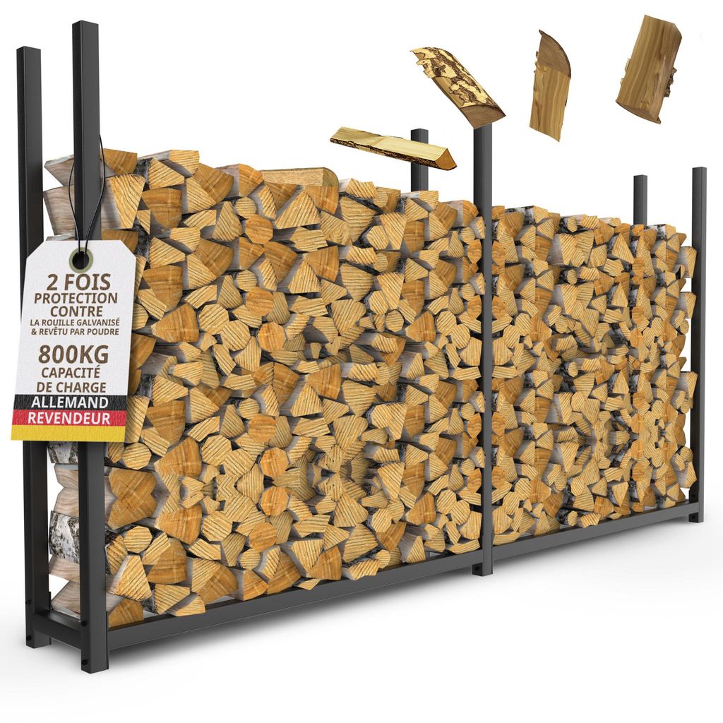 Étagère à bois extérieure en métal 223 x 25 x 115 cm Aide à Image du produit 