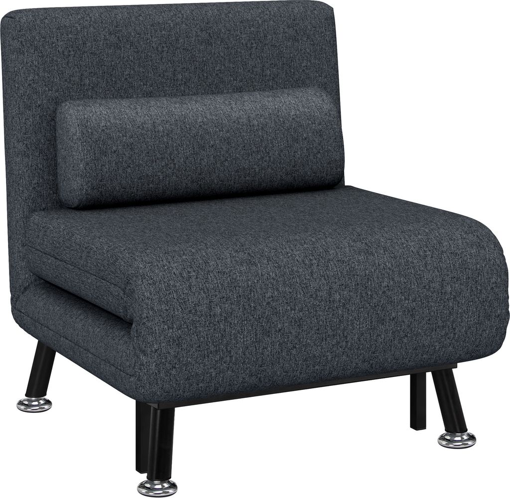 HOMCOM 3-in-1-Schlafsofa für Einzelbett mit 5-fach verstellbarer Rückenlehne und Kissen, klappbares Einzelschlafsofa, in Leinenoptik, 75 x 70 x 7...