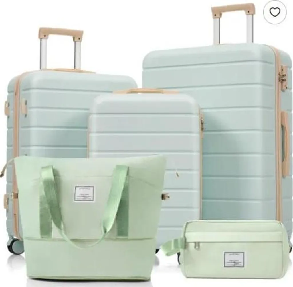 Lot de valises rigides vertes en ABS ultra résistant et serrure TSA