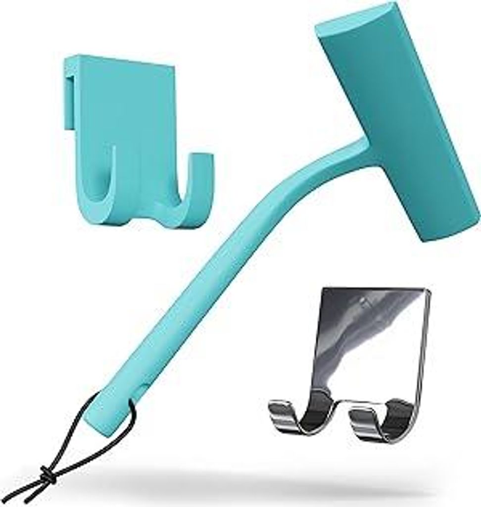 BEIGOLD Duschabzieher Silikon Set Maritim Blau - 23 cm breiter Abzieher für Dusche OHNE Bohren - auch geeignet als Fensterabzieher - Extra Robuste...