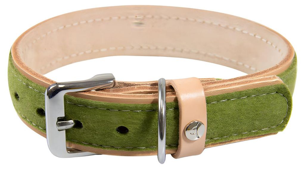 Das Lederband Hundehalsband Norden Lime/Natural, Länge: 35 cm / Breite: 25 mm