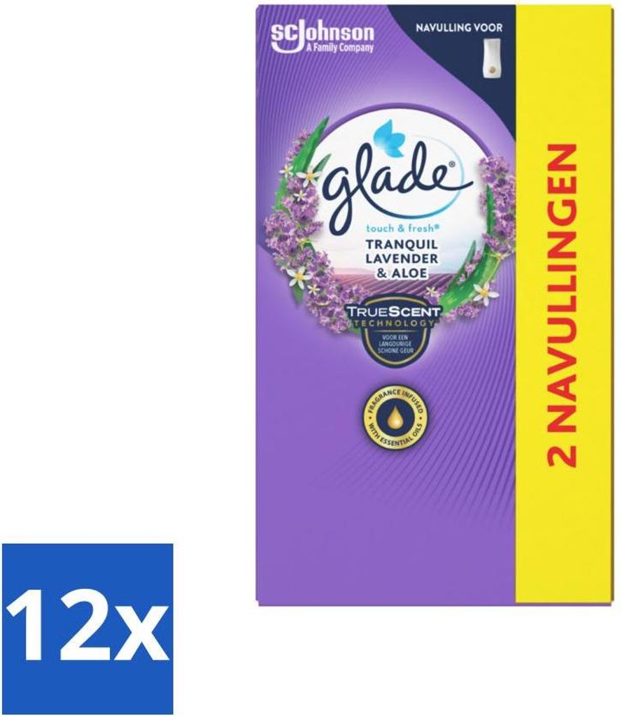 Glade - Touch & Fresh Nachfüller - Tranquil Lavender & Aloe - 2 × 10 ml - Vorteilspack - 12 Stücke