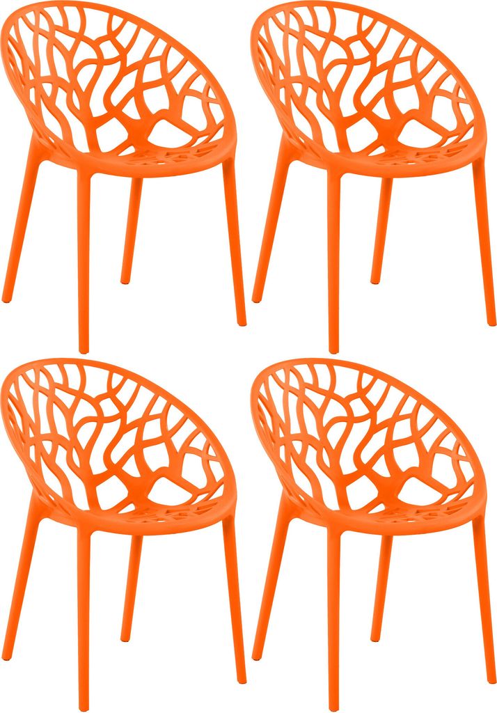 CLP 4er Set Gartenstuhl Hope, Modernes Design, Wetterfest, Stapelbar, Mit Armlehnen Farbe orange
