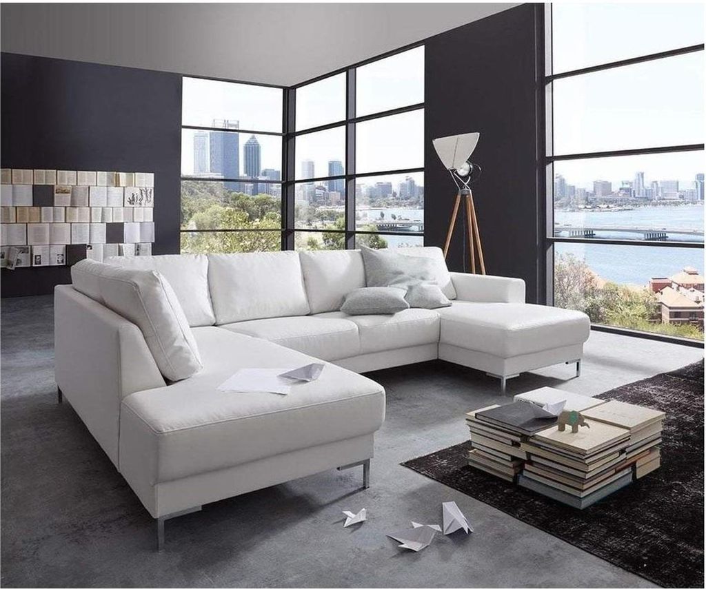 Sofa Couch Polster Garnitur Wohnlandschaft Design Ecksofa Leder U Form Sofas
