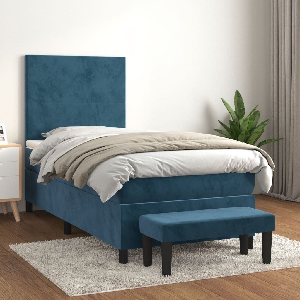 Maison Exclusive - Boxspringbett mit Matratze Dunkelblau 100x200 cm Samt