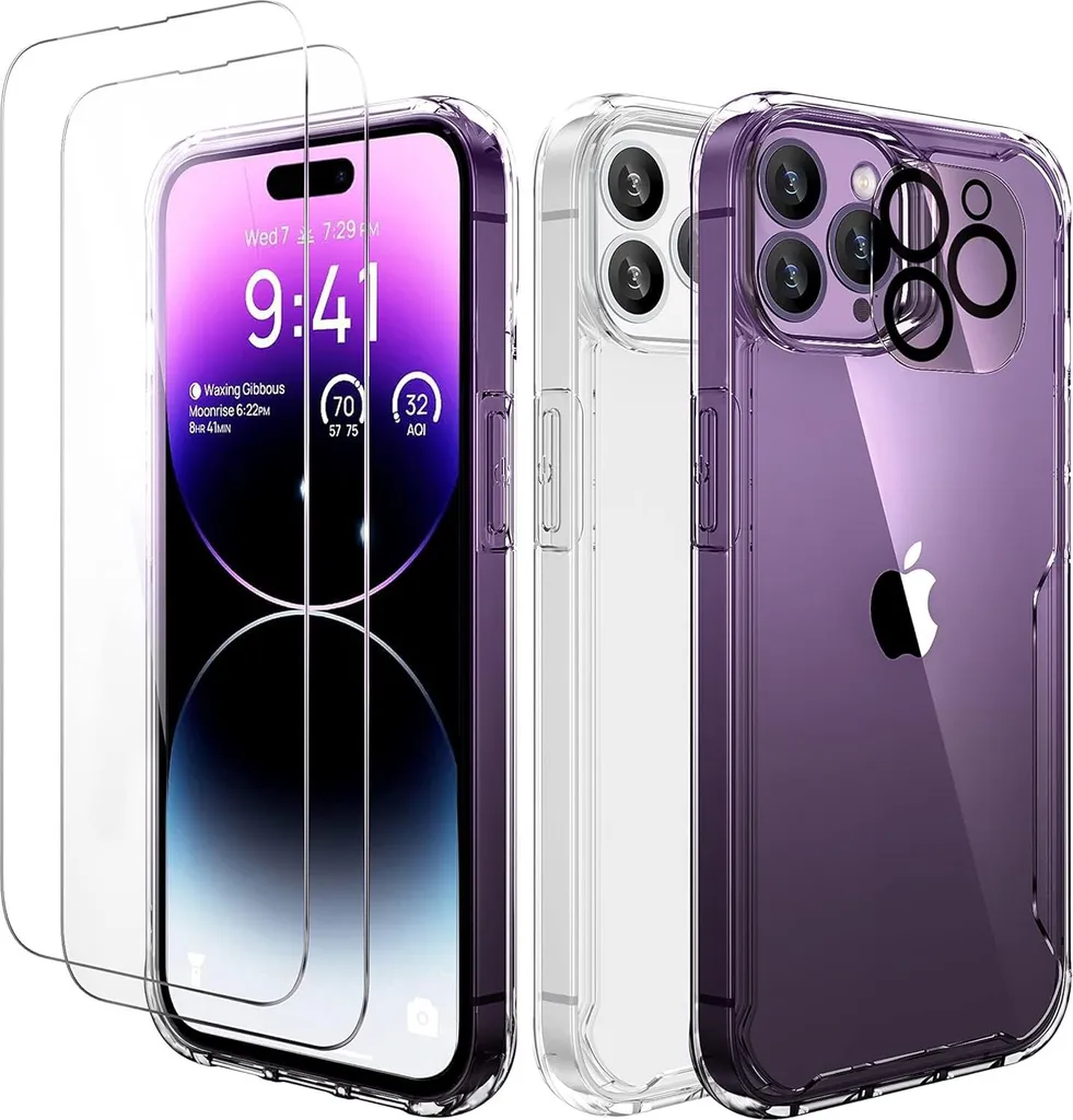 Coque Silicone iPhone 14 Pro Max avec Protection Caméra Verre Trempé