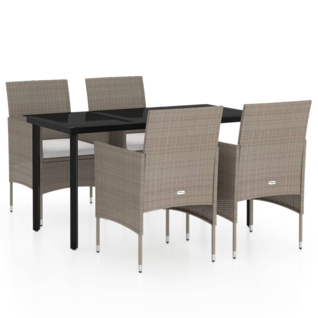 vidaXL 5-tlg. Garten-Essgruppe mit Kissen Beige und Schwarz