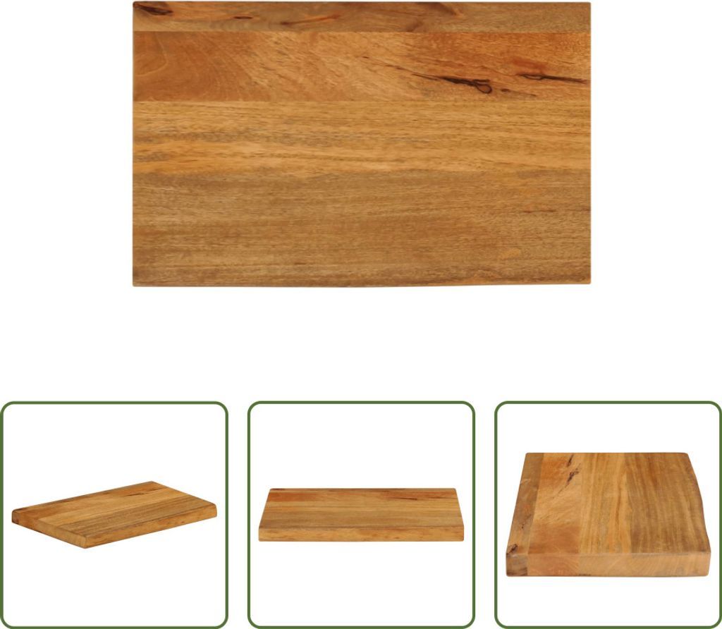The Living Store Tischplatte mit Baumkante 50x20x3,8 cm Massivholz Mango
