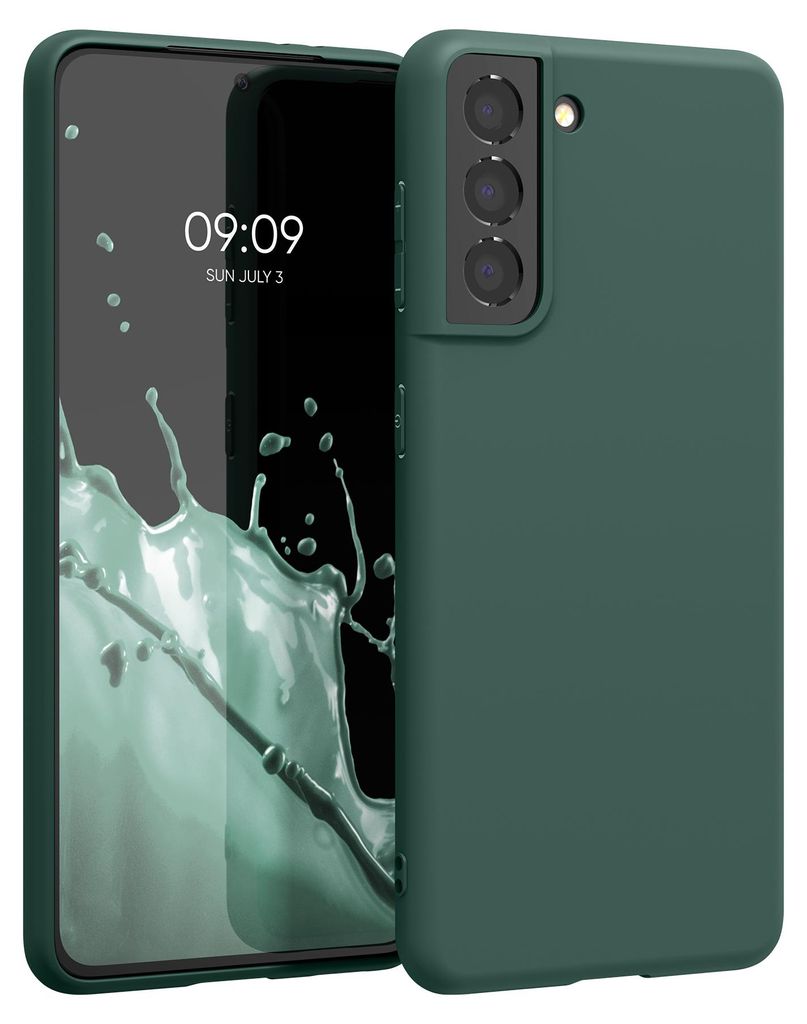kwmobile Handyhülle für Samsung Galaxy S21 Hülle - TPU Case - Kabelloses Laden - Schutzhülle Cover in Moosgrün