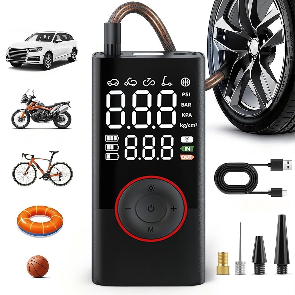 Akku-Luftpumpe Tragbare Luftpumpe Elektronisch 150PSI Schnellaufpumpung Mit LED Lampe Akku Für Alle Reifen Und Sportgeräte