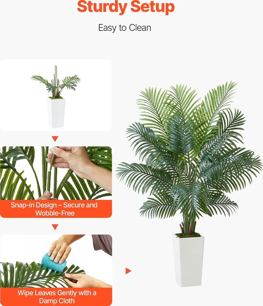 Palma d'Areca Artificiale 1,8m SucceBuy | Pianta di Seta con Vaso Bianco - 4