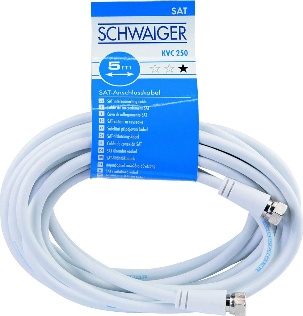 Schwaiger Sat Empfängerkabel 75 dB 5,0m Weiß Produktbild 