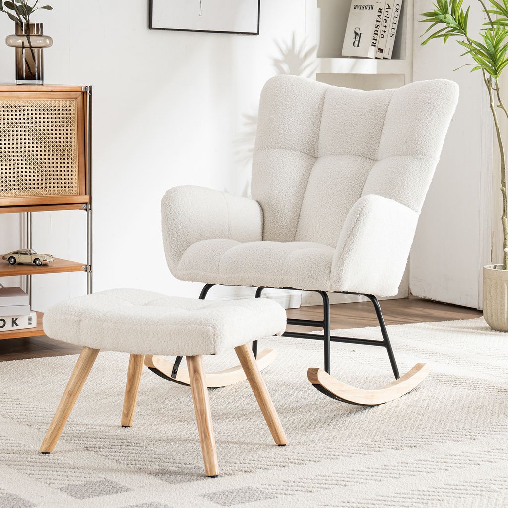 okwish Schaukelstuhl Sessel mit Fußhocker, Metallgestell Produktbild 8