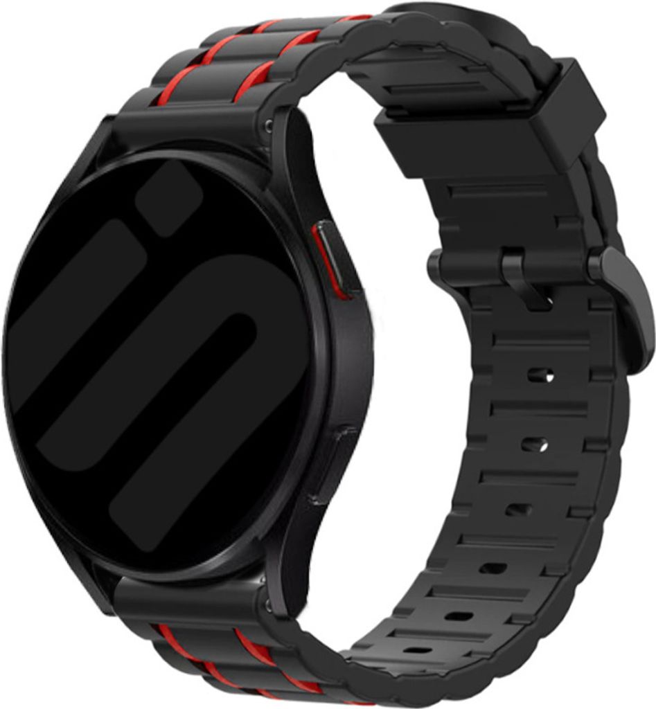 Strap-it Samsung Galaxy Watch 6 Classic 47mm Robustes Silikon Armband (Schwarz/Rot)