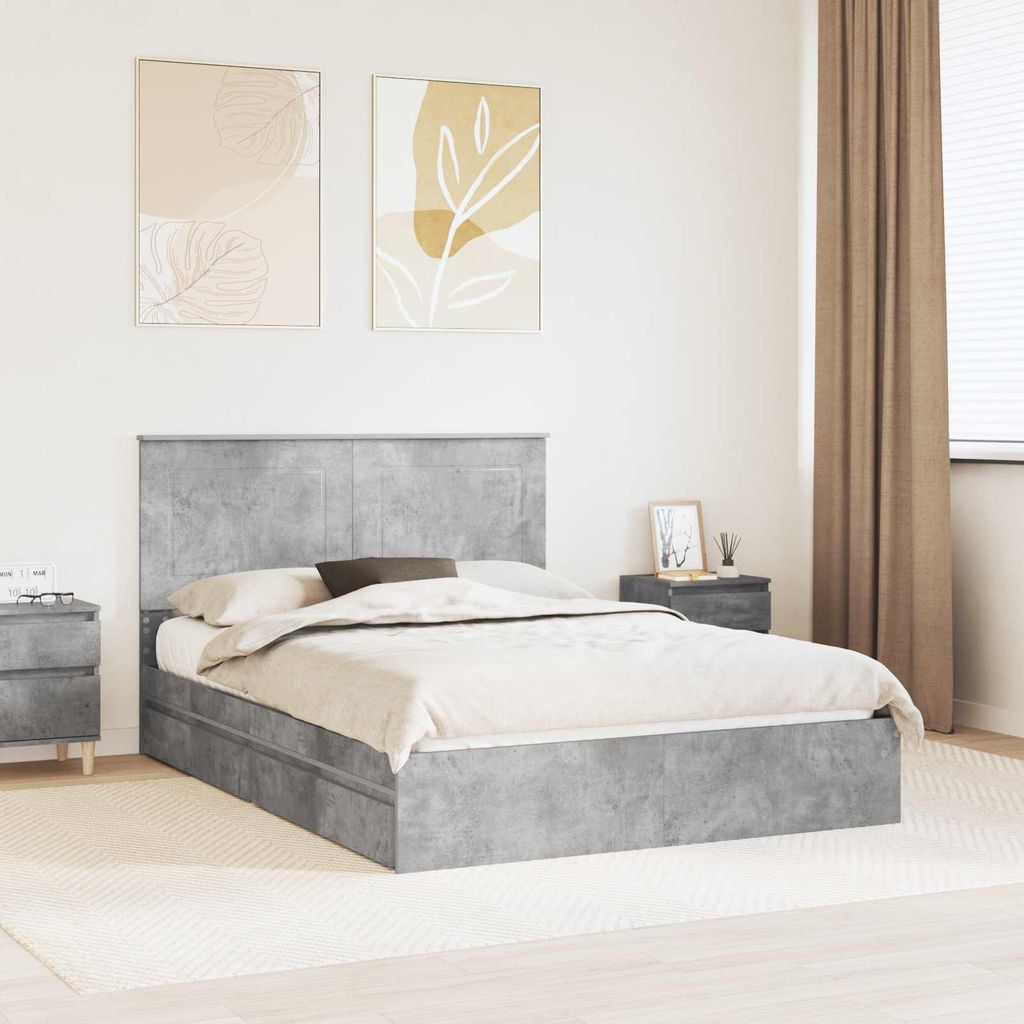 Maison Exclusive - Aufbewahrungsbett Beton Grau 150 x 200 cm Holzwerkstoff