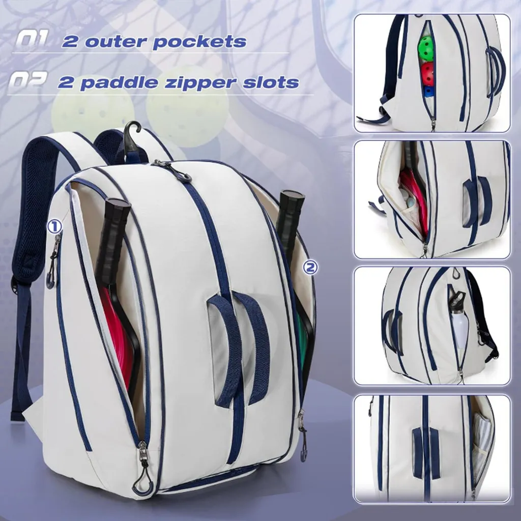 Sac à Dos de Sport Multi-Compartiments Blanc avec Rangement Chaussures - 6