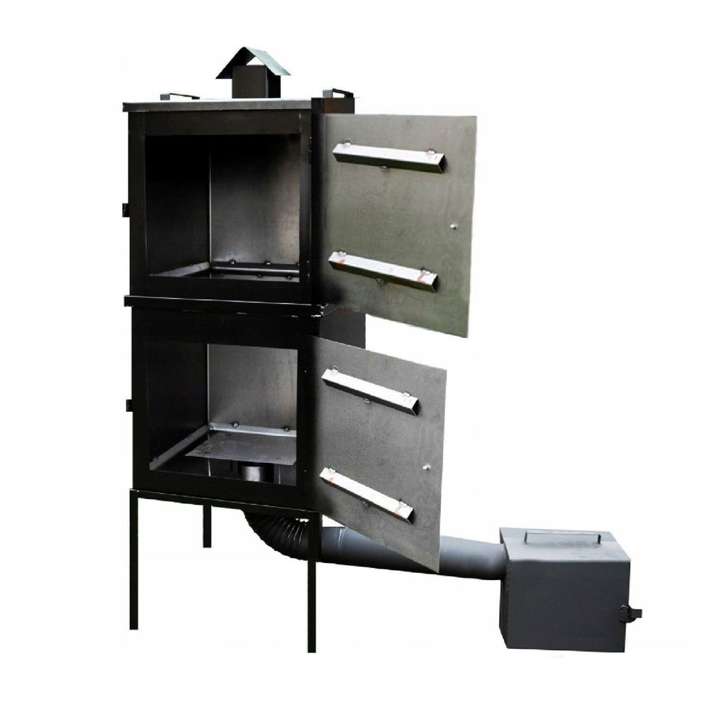 Räucherkammer Stahl Räucherofen Räucherschrank Zwei Kammer Garten 50x50x120cm 7545