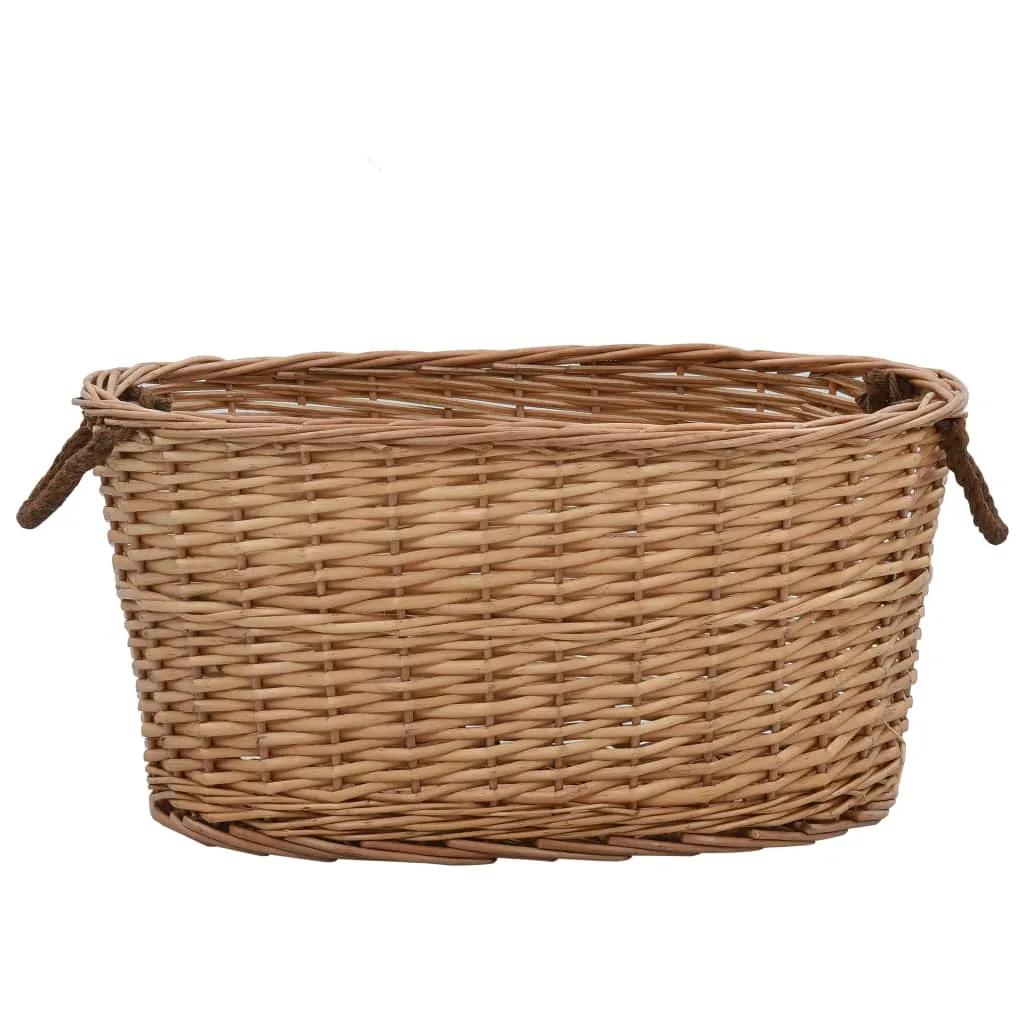 vidaXL Panier à bois en osier naturel avec poignées - 56x40x28 cm