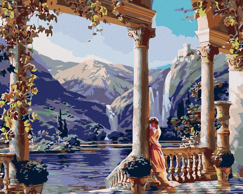 Diamondi - Diamond painting - BURG ÜBER DEM SEE, 40X50 cm, ohne Keilrahmen