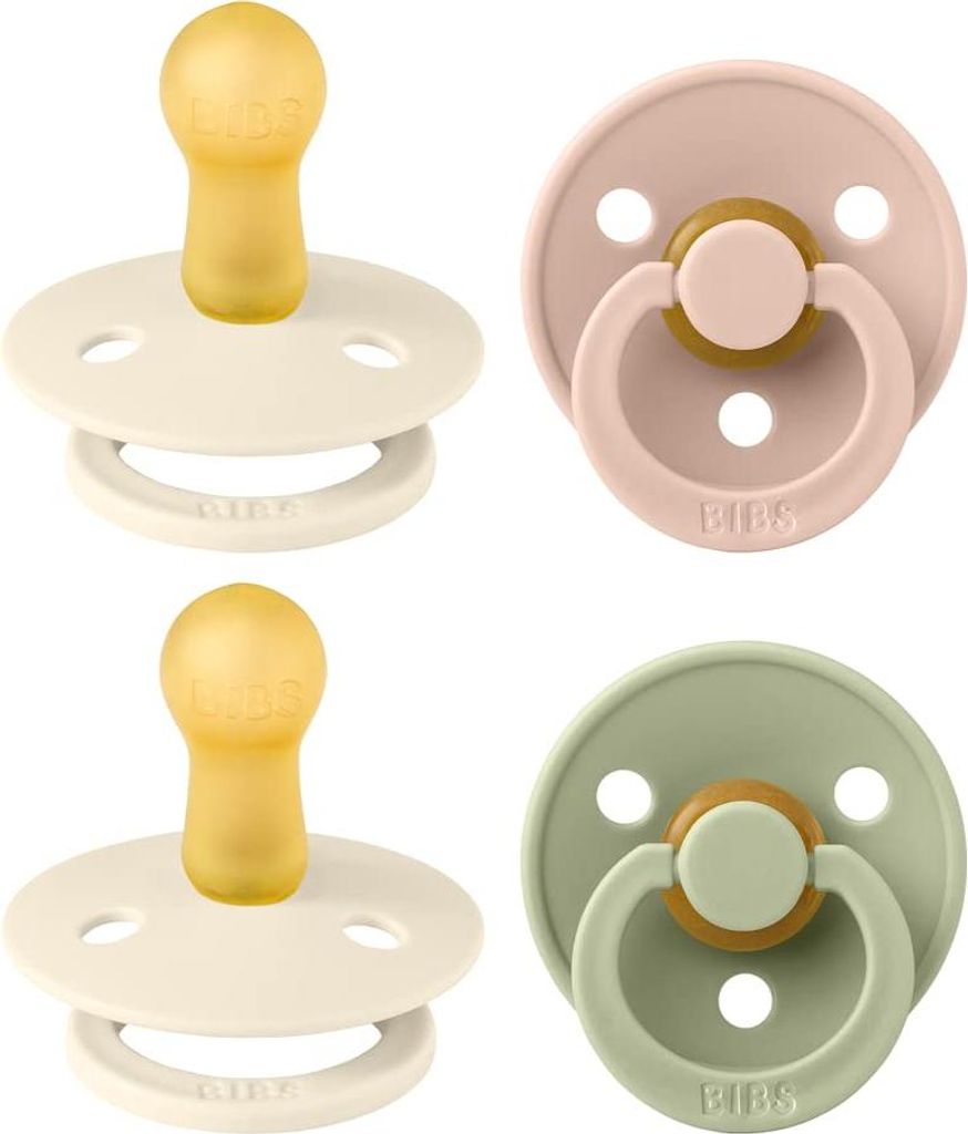BIBS Colour Schnuller 4er-Pack, BPA-frei, Kirschform Nippel. Naturkautschuk/Latex, Hergestellt in Dänemark. 6-18 Monate (4er Pack), Ivory Mix Ivor...