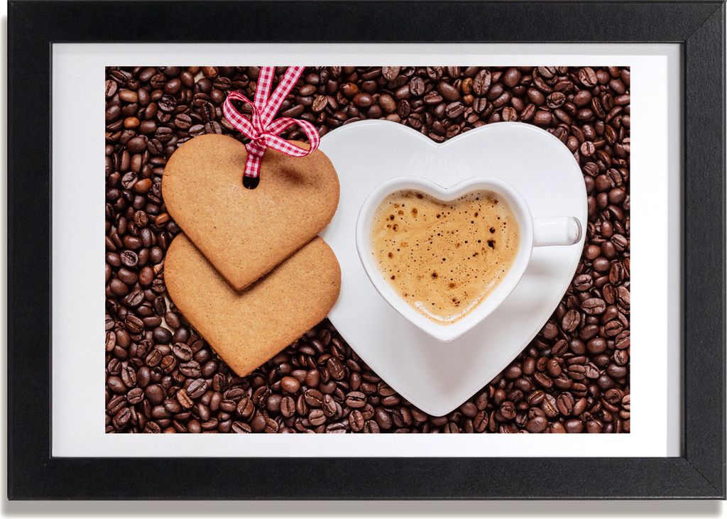 Bild 30x20 MDF-Rahmen, Wandkunst Kaffee und Lebkuchen