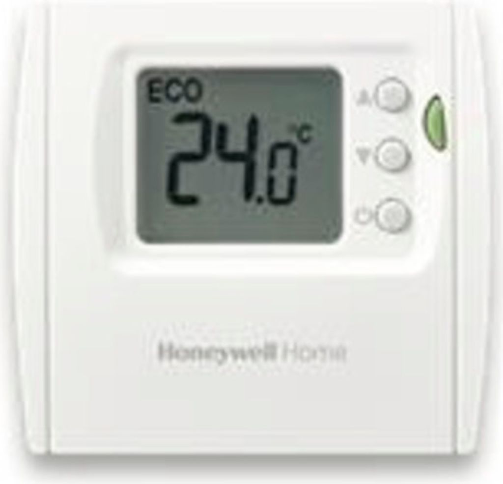 A white Honeywell Home thermostat is shown against a white background.