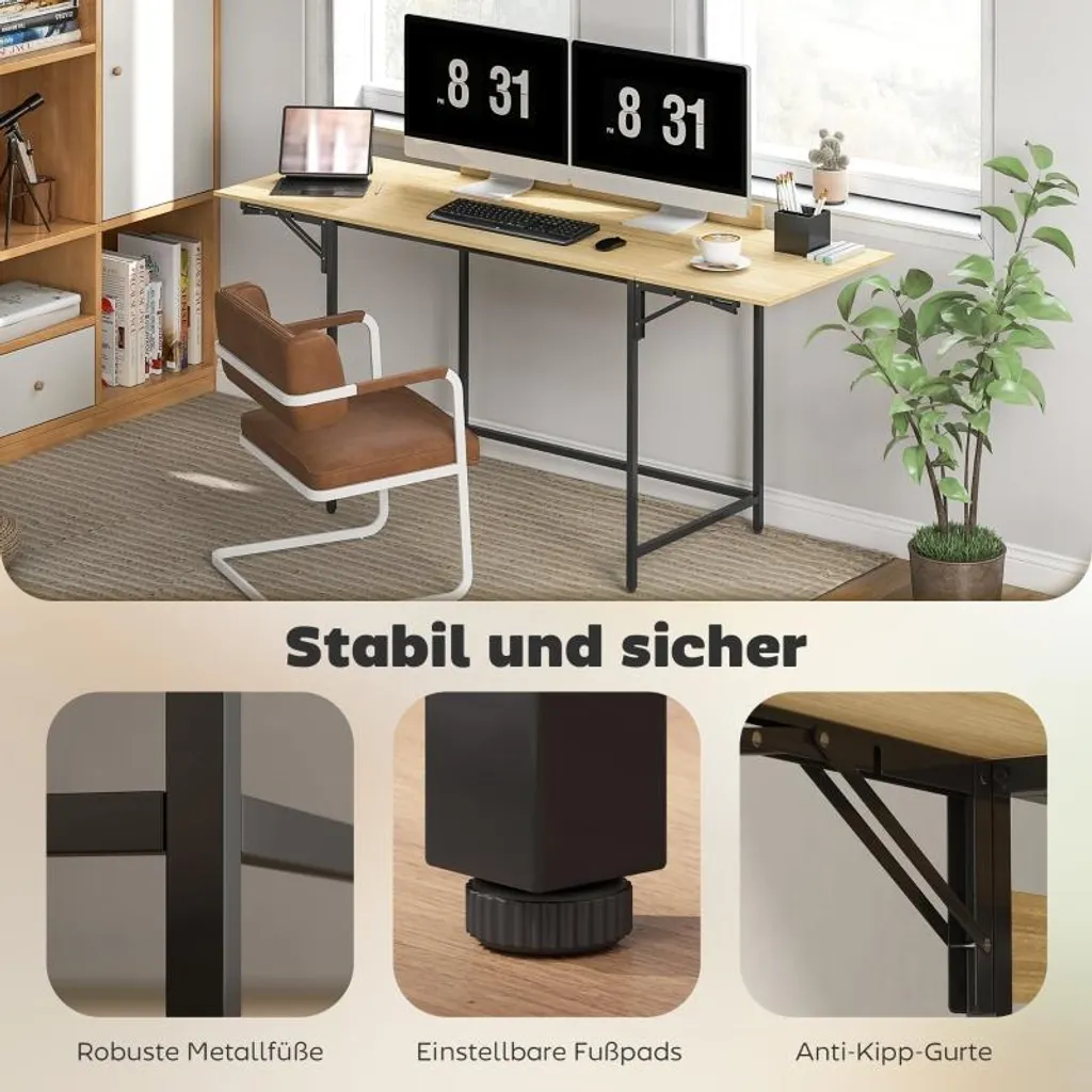 Table d'ordinateur pliable pour télétravail avec support clavier noir - 4