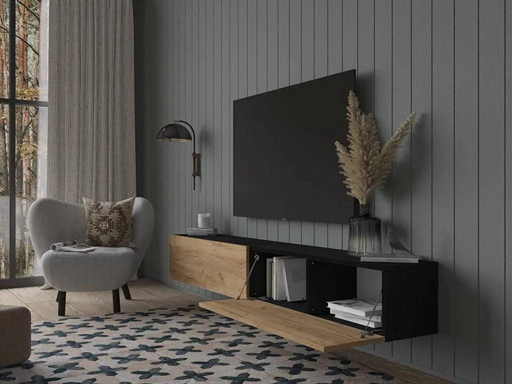 Meuble TV Mural 210 cm : Libérez l'Espace avec ce Buffet Suspendu Matt