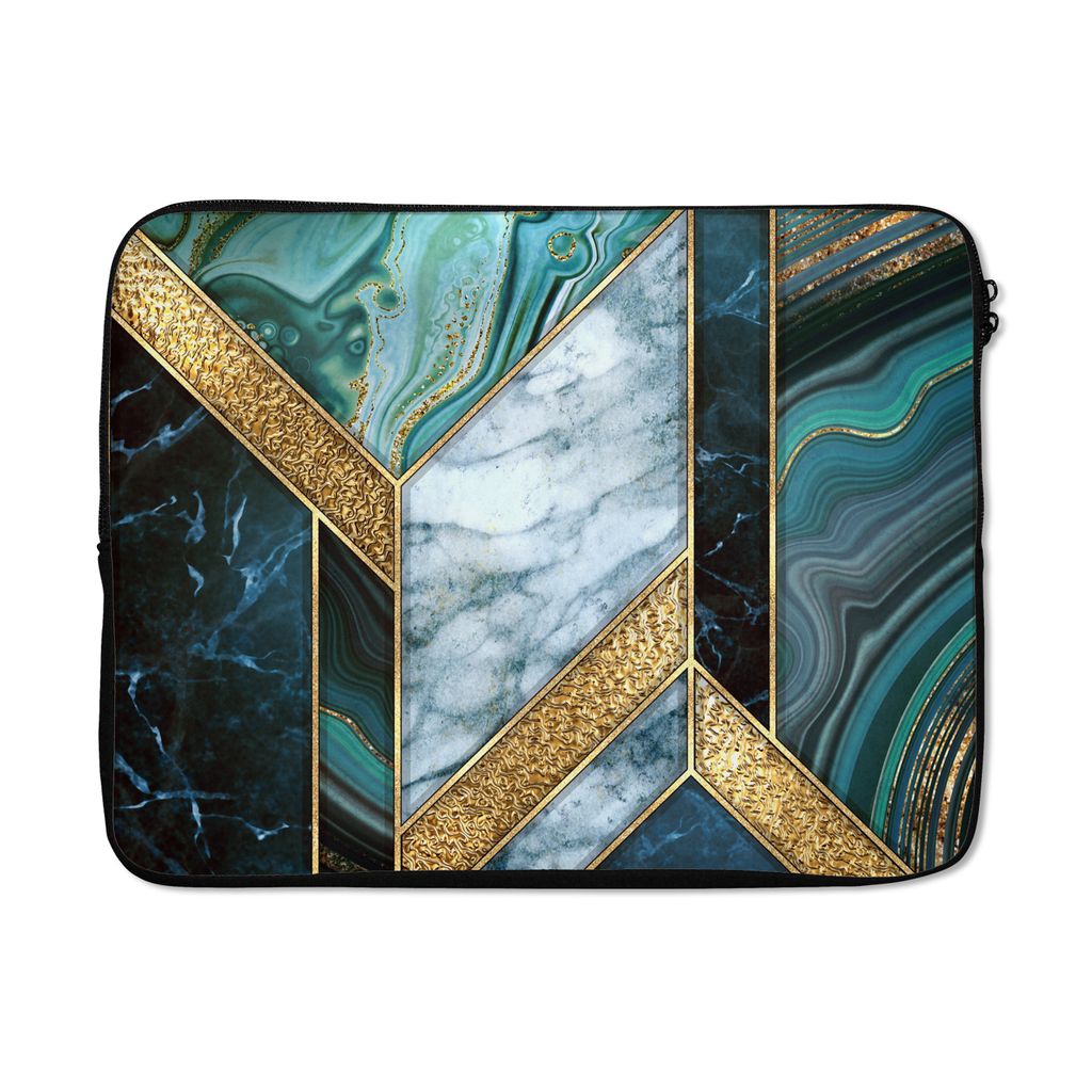 MuchoWow Laptop Hülle 15 Zoll Marmor - Mosaik - Gold Laptoptasche - Laptoptasche - Sleeve - Rundum-Schutz
