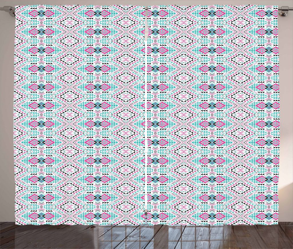 ABAKUHAUS guatemaltekisch Rustikaler Gardine, Funky Tribal Traditional, Schlafzimmer Kräuselband Vorhang mit Schlaufen und Haken, 280 x 225 cm, Pa...