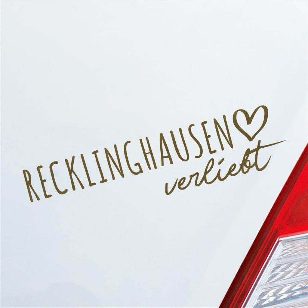 Auto Aufkleber Recklinghausen verliebt Herz Stadt Heimat Liebe Car 19x5 cm Gold Sticker Heckscheibenaufkleber