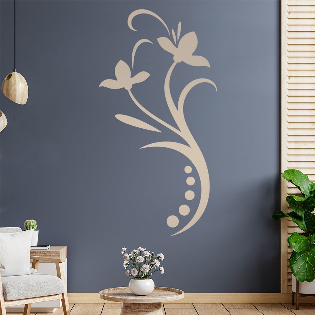 Blume - Linien Punkte Wandtattoo in 6 Größen - Wandaufkleber Wall Sticker - Dekoration, Küche, Wohnzimmer, Schlafzimmer, Badezimmer