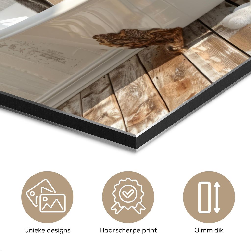 MuchoWow Wanddekoration Metall Metallbild Wandkunst 90x90 cm Vintage - Pinguin - Badewanne - Schaumstoff MuchoWow Aluminium Gemälde - Dekoration -...