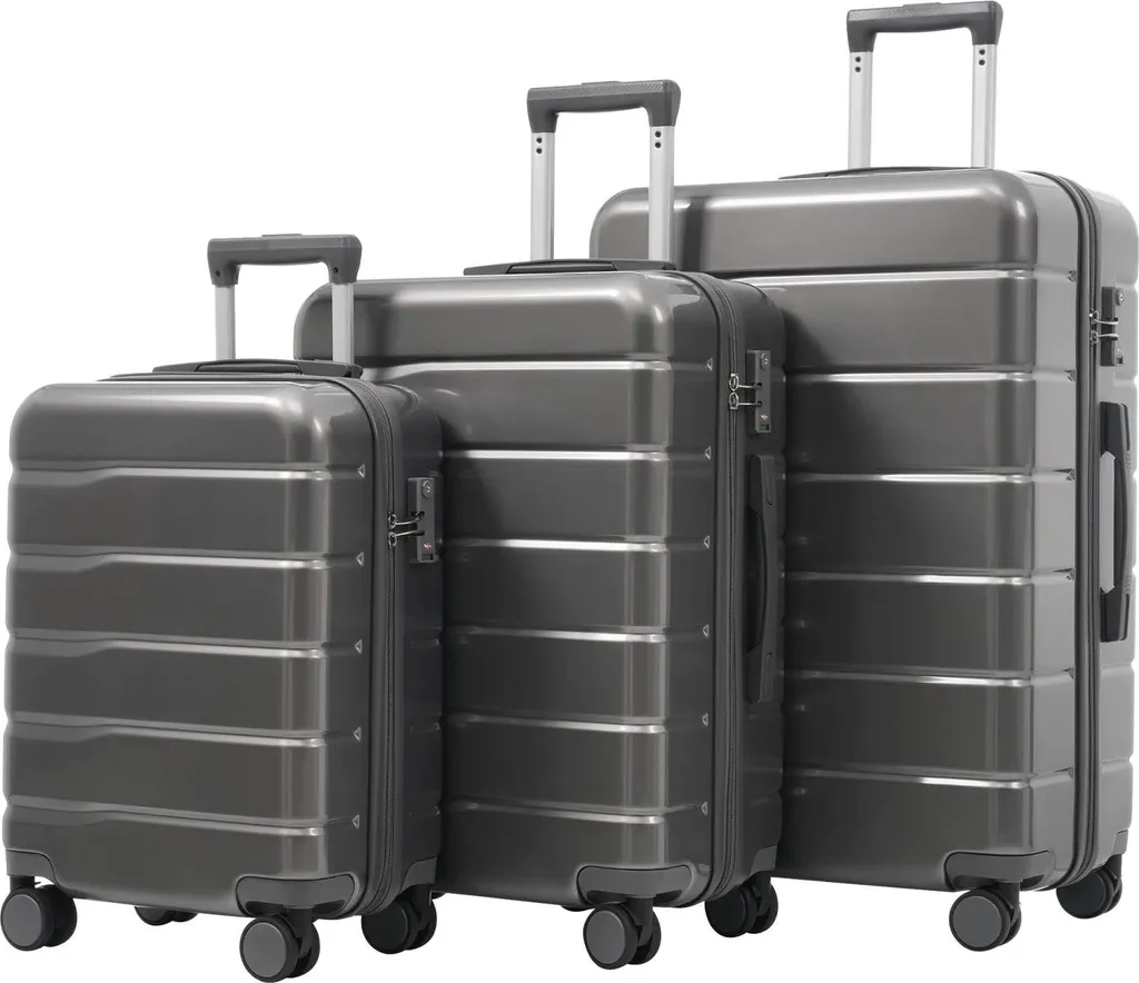 Valise cabine et soute en lot de 3 pièces gris anthracite coque dure