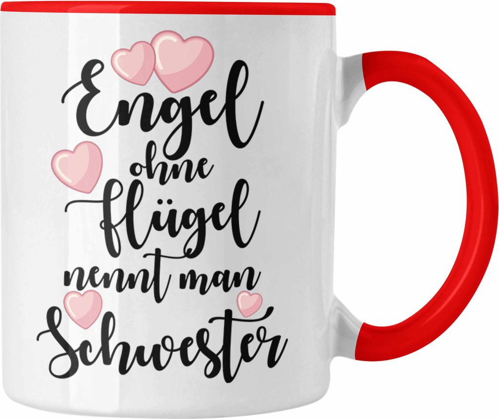 Trendation - Beste Schwester Geschenk Tasse Kaffeetasse Geburtstag Weihnachten Geschenkideen Schwestern Bruder Lustig Mug (Rot)