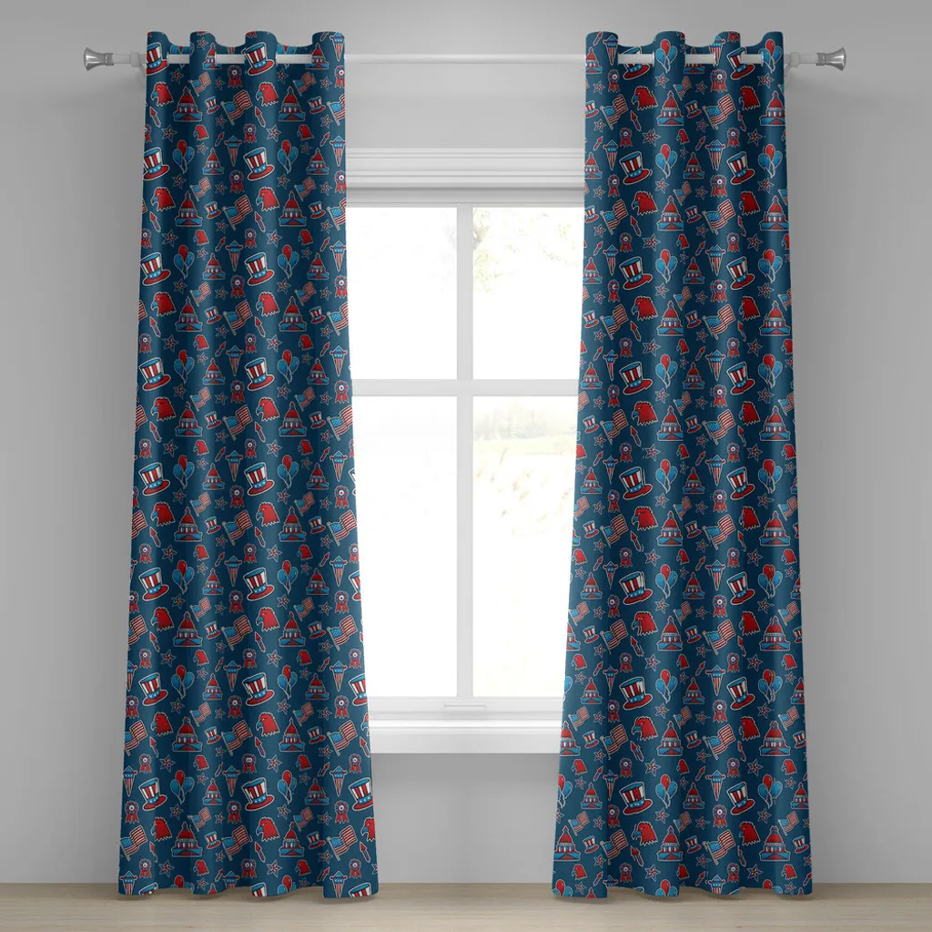 Rideau Motif Patriotique Américain Impression HD Bleu Rubis Blanc 280x175