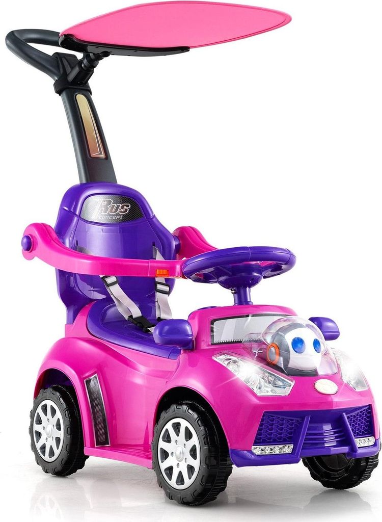 3-in-1-Rutschauto mit Schiebegriff und Stauraum, Pink