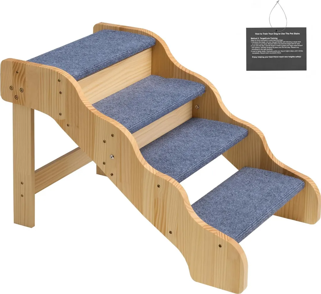 Escalier pliable 4 marches bois pour gros chiens charge maximale 68 kg