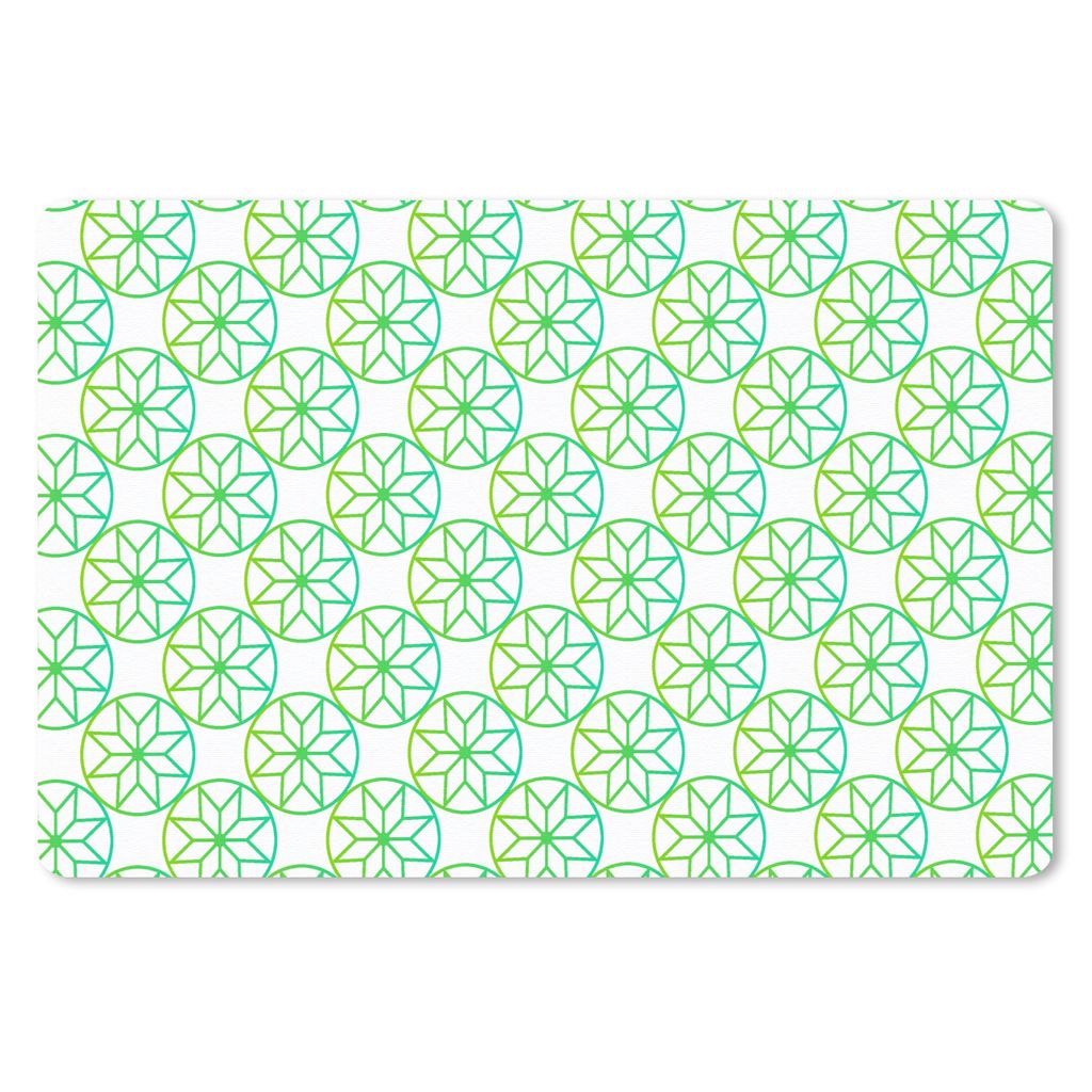 MuchoWow Schreibtischunterlage Grün - Sterne - Kreis 60x40 cm - XXL Mauspad - Großes Mauspad