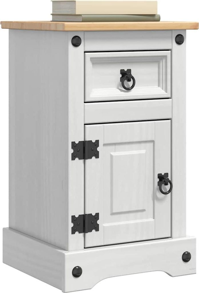 Stabli Nachttisch Weiß 35 x 32,5 x 58cm Massives Kiefernholz - DE658377 - Nachttische & -schränke