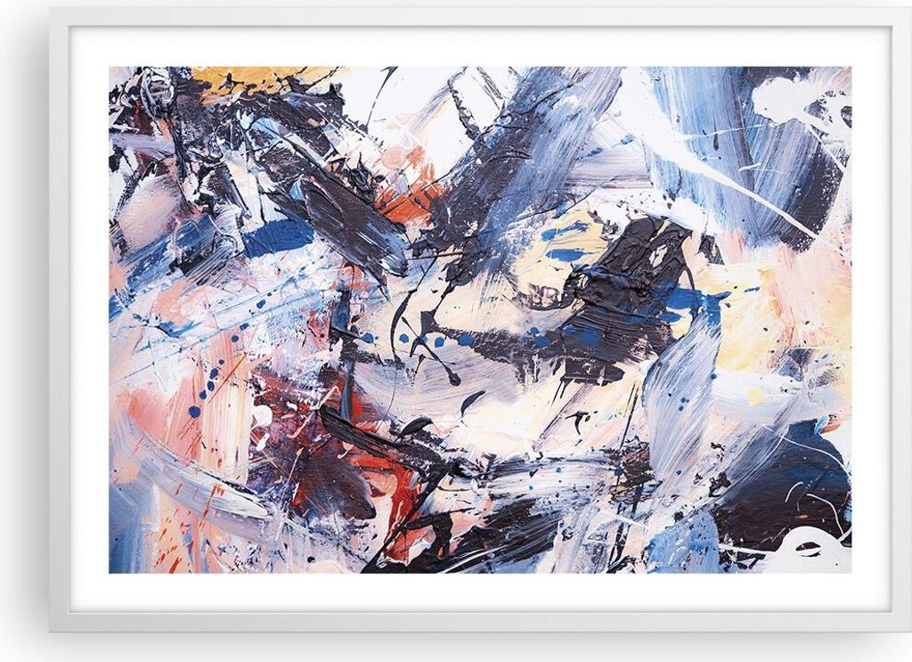 Gerahmtes Poster - Weißer Rahmen - Abstraktion verschüttet Farben - 70x50 cm - Wand Bild - Wanddeko - Wandbilder - Kunstposter - Wandposter - Bil...