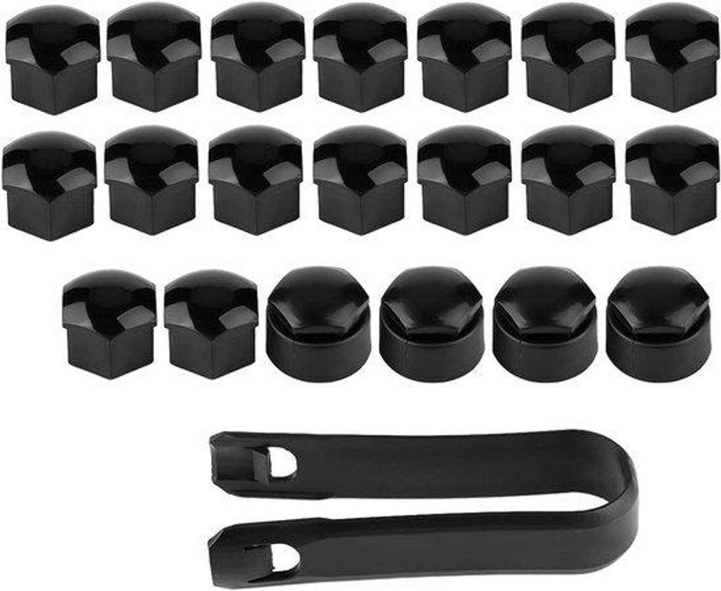 Autowielmoer-Lug-Schroef-Velgboutafdekkingen-Set 20-teilig 17mm schwarz Sicherheitsdopfstifte